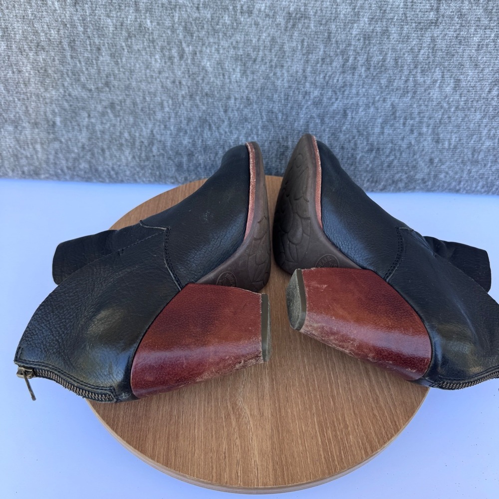 Cork Ease Chunky Leather Ankle Boots Black Stacked Heel Chunky Size 7.5M - Picture 5 of 9